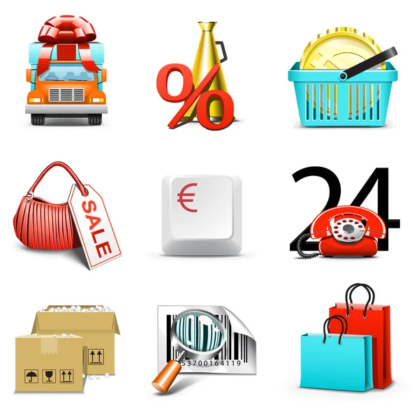Iconos de compras de la serie jalá Bella — Vector de stock
