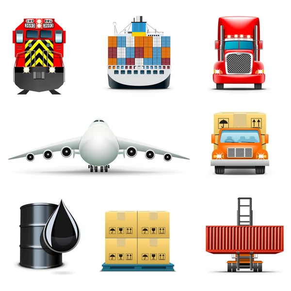 Иконки для судоходства и грузовых перевозок, включая серии Белла — стоковый вектор