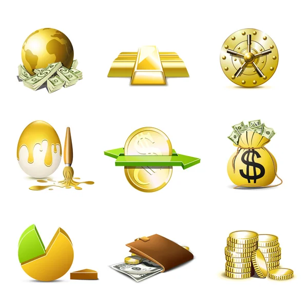 Dinero e iconos financieros de la serie jalá Bella — Vector de stock
