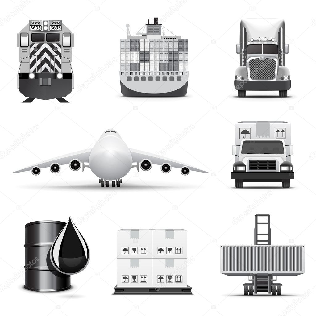 Shipping and cargo icons | B&W series