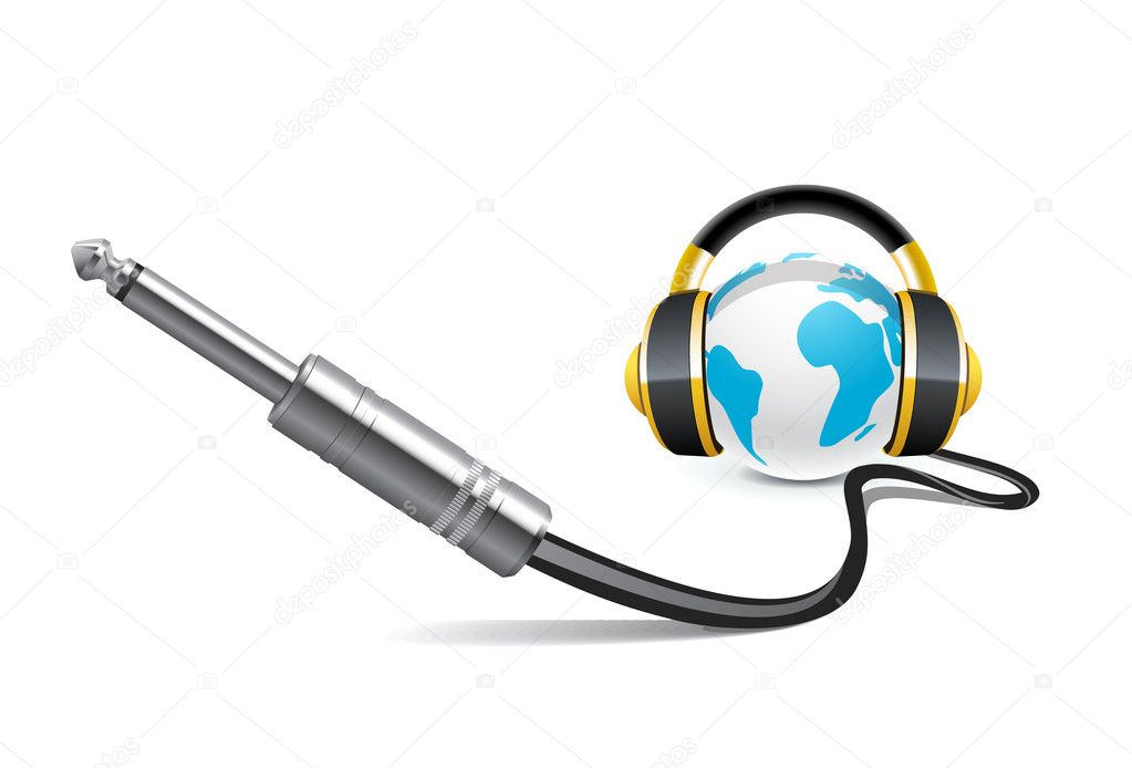 Globe with headphones