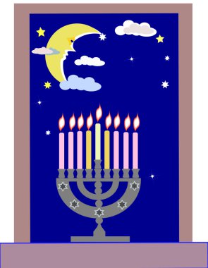 Dark blue background.Jewish religious holiday.Hanukkah. clipart