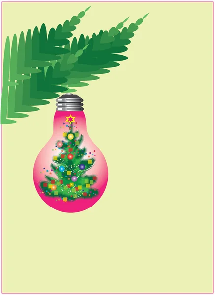 Branch of new years tree with toy.decoration bulb. — Stock Photo, Image