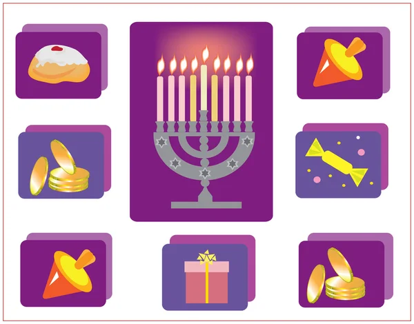 Hanukkah.Jewish religioso holiday.icons con simbolo di Hanukkah . — Foto Stock