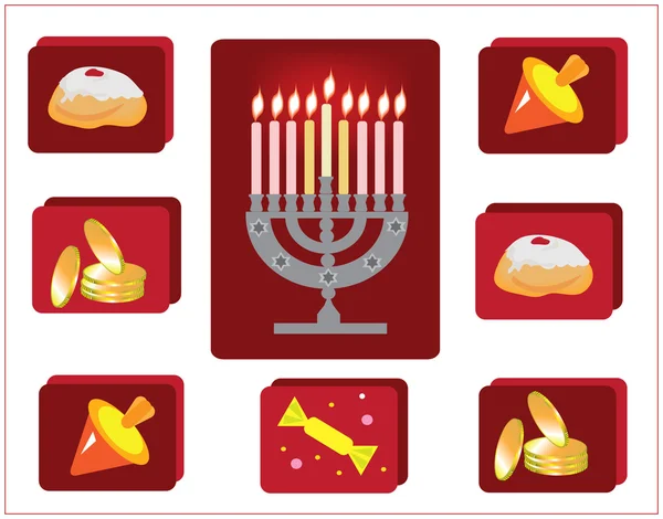 Hanukkah.jewish religious holiay,icons with symbol of hanukkah. — Stock Photo, Image