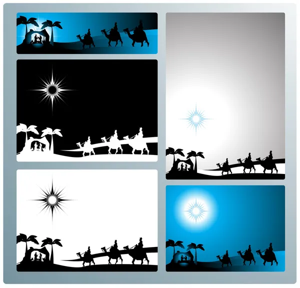 Bannières de la Nativité et lettre — Image vectorielle