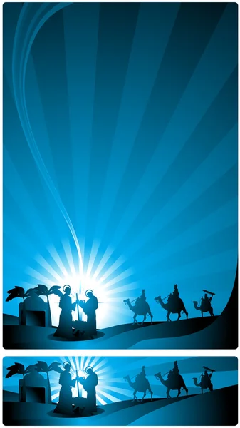 Banner nativity scene — Stock Vector