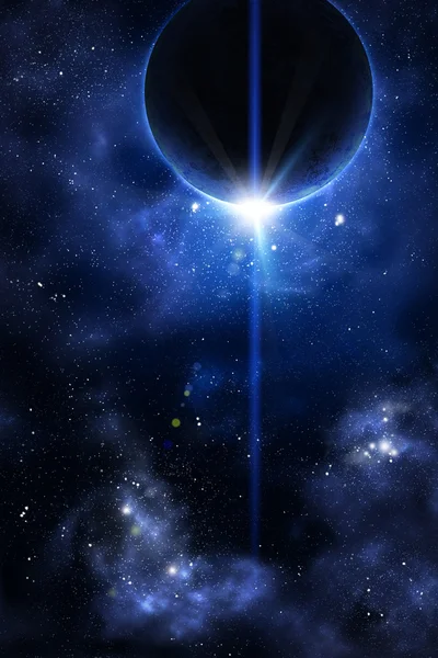 Nebulosa azul com planeta — Fotografia de Stock