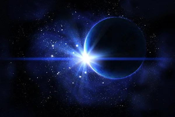 Синя туманність з планетою — стокове фото
