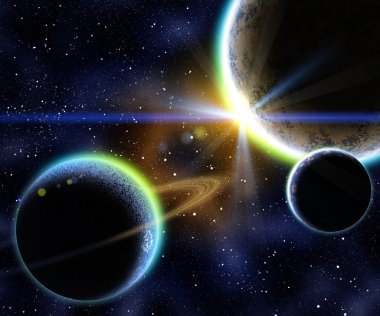 Nebula and planets clipart