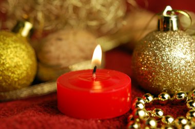 Candle and christmas ornaments clipart