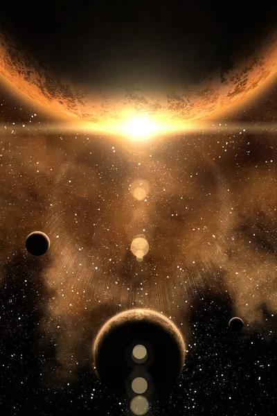 Nebulosa e pianeta — Foto Stock