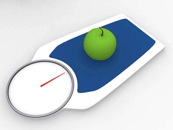 3D apple i vikt skala — Stockfoto