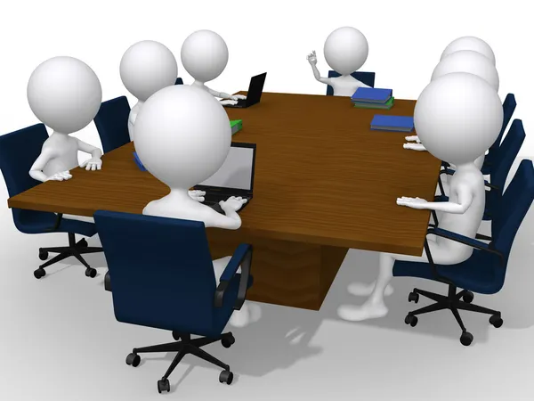 3d discusión de grupo sobre una reunión de negocios en una oficina moderna —  Fotos de Stock