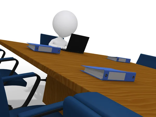 3d hombre de negocios esperando en sala de reuniones en la oficina corporativa — Foto de Stock