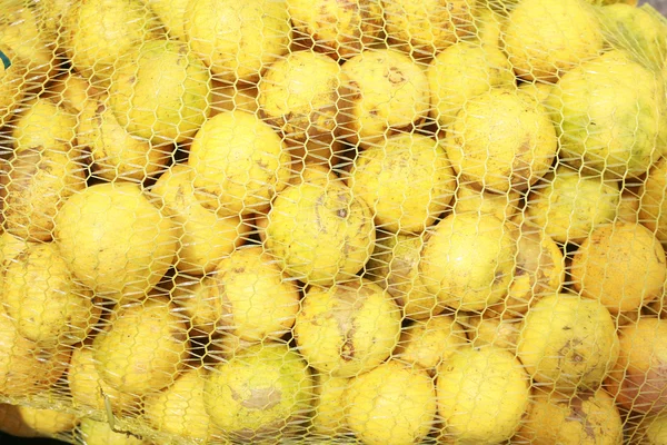 Apelsiner i nät påse serie — Stockfoto