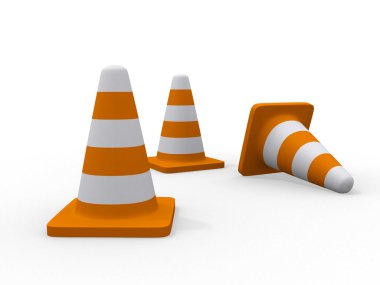 Traffic cones 3d illustration clipart