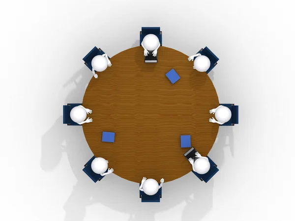 Above view of business team discussing at meeting — Stock Photo, Image