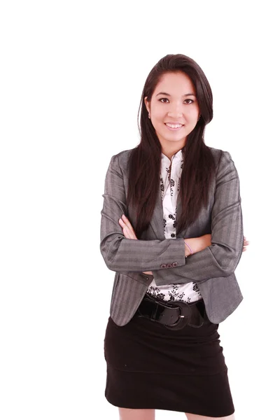 Lächelnde Geschäftsfrau, isoliert auf weißem Hintergrund — Stockfoto