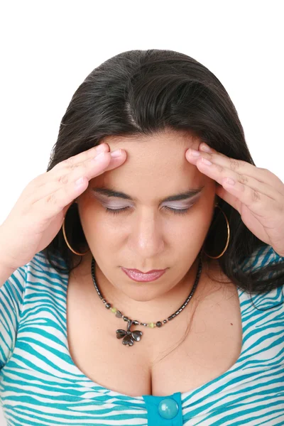 Sufrir de dolor - mujer joven con dolor de cabeza — Foto de Stock