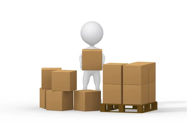 3d small carrying cardboard boxes. 3d image. — Stock Photo, Image