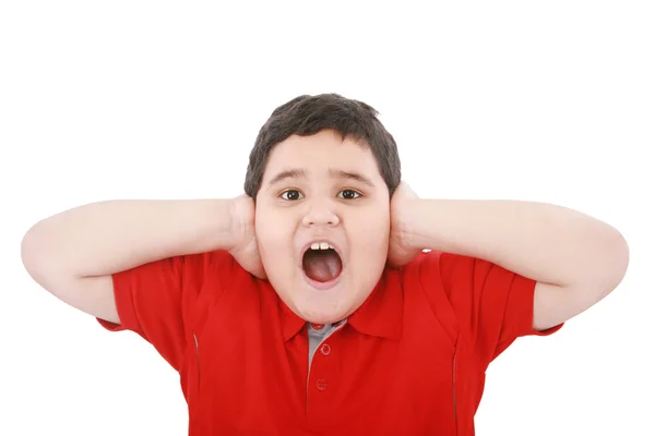 Horizontal portrait of a young boy yelling — Stock Photo, Image