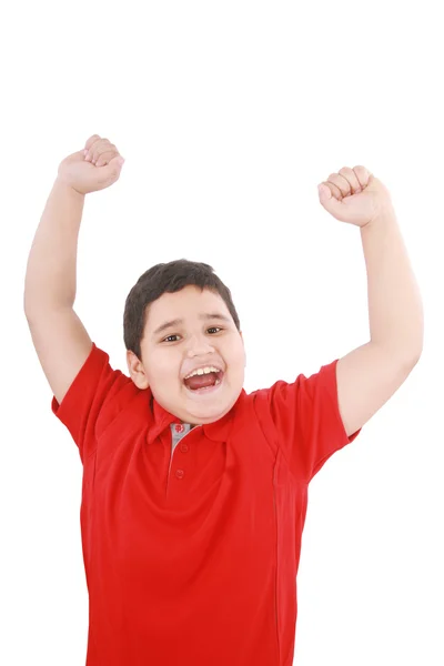Porträt eines glücklichen Kindes isoliert auf weißem Hintergrund — Stockfoto