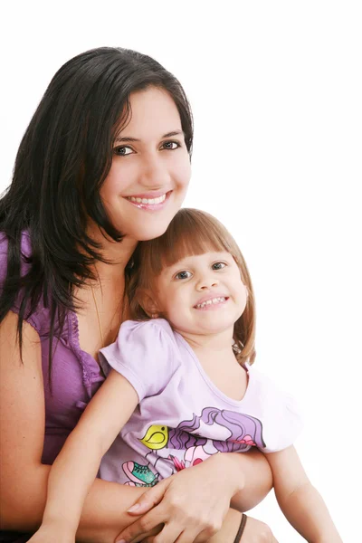 Portréja egy mosolygó anya és lánya — Stock Fotó