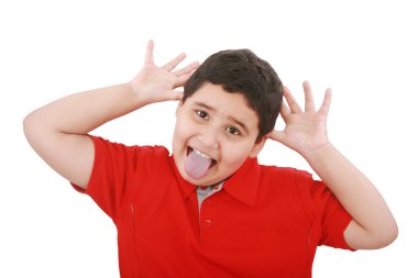 Horizontal portrait of a young boy's silly face clipart
