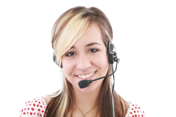 Biznes kobieta z zestawem słuchawkowym. call center. klienta — Zdjęcie stockowe