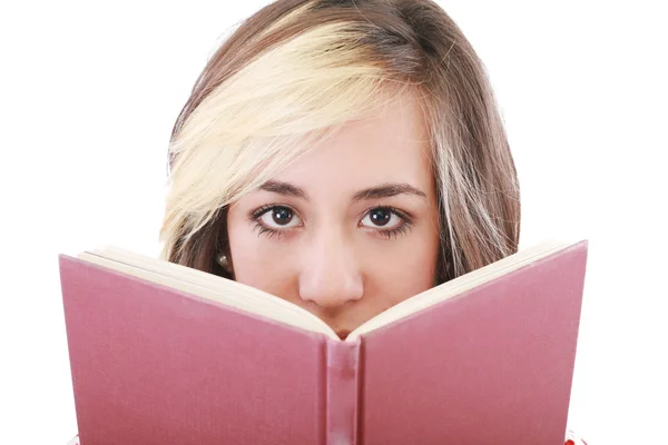 Gelukkige vrouw met een boek — Stockfoto