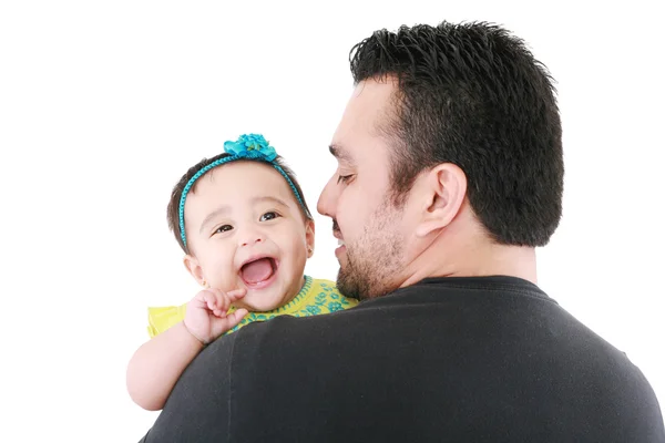 Glad ung pappa och dottern baby — Stockfoto