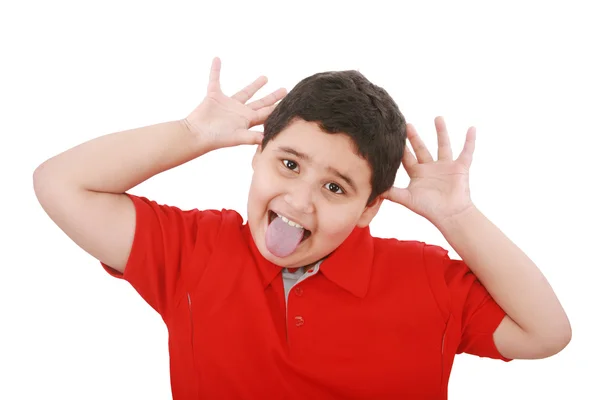 Horizontal portrait of a young boy's silly face — Stock Photo, Image