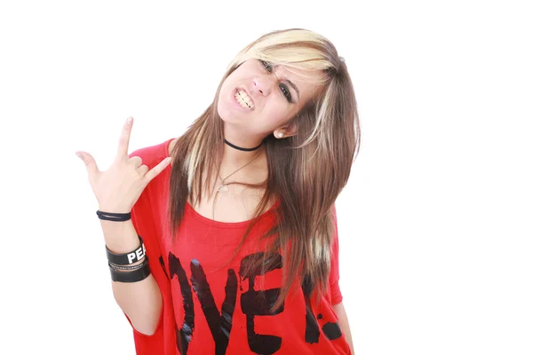 Πορτρέτο του μια όμορφη νεαρή γυναίκα ροκ τραγουδιστής — Φωτογραφία Αρχείου