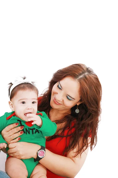 Mother and daughter on first christmas together — Stock Photo, Image