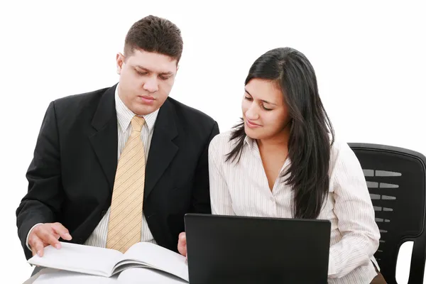 Confident boss with secretary planning their work — Stock Photo, Image