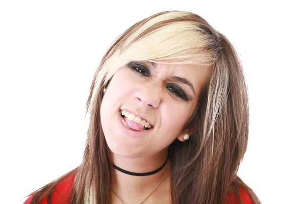 Emo young girl showing her tongue — Stock Photo, Image