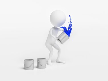 Man throwing a bucket of paint clipart