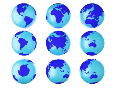 Collection of earth globes end. clipart
