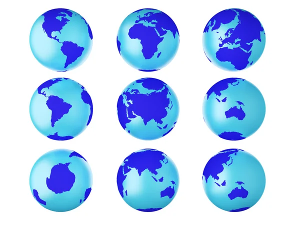 Collectie van aarde globes einde. — Stockfoto