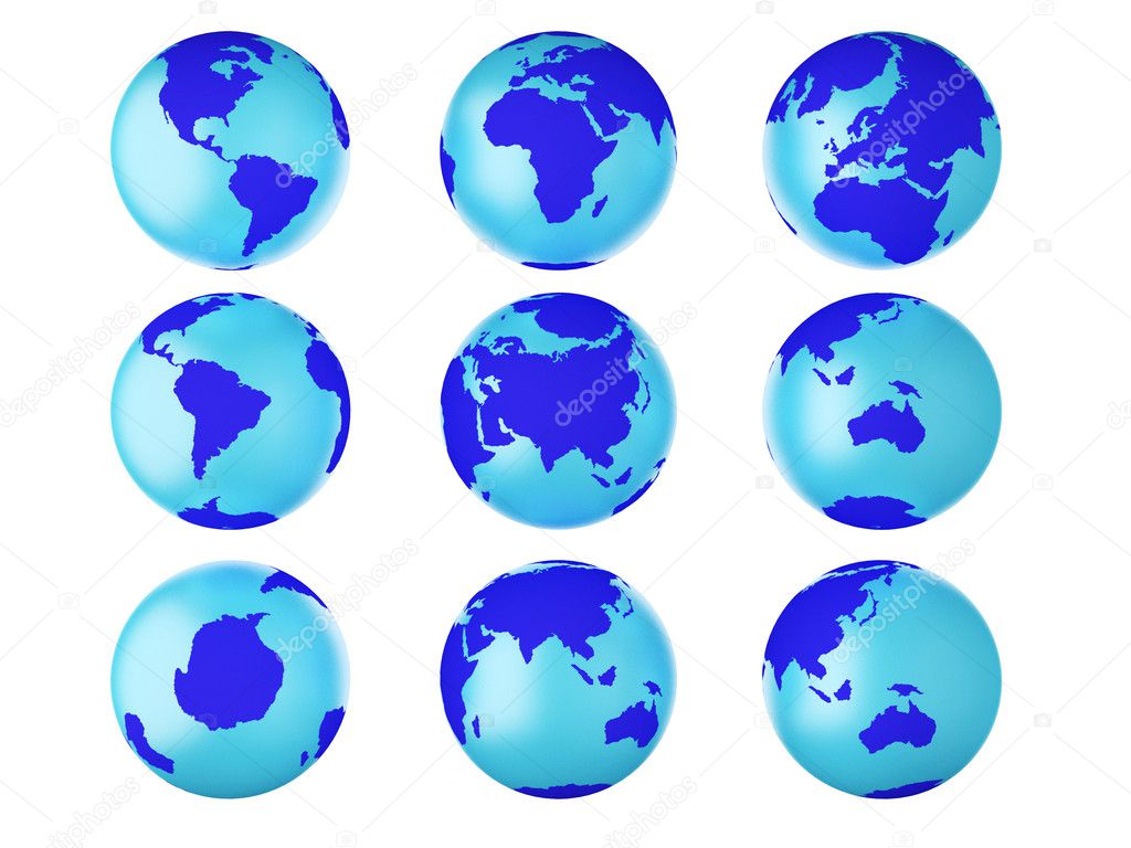 Collection of earth globes end.