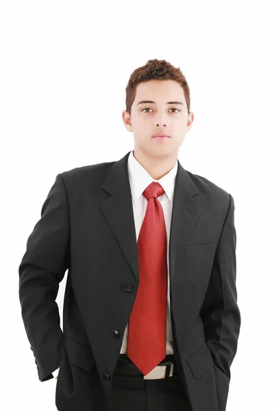Portret nastoletni chłopak w garniturze — Zdjęcie stockowe