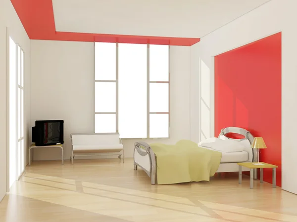 Интерьер современной спальни. 3D иллюстрация — стоковое фото