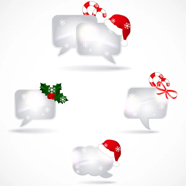 Burbujas de discurso con decoración navideña — Vector de stock