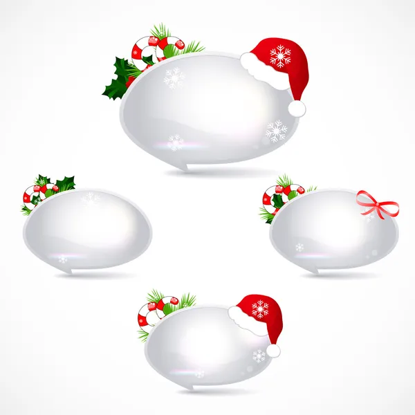 Burbujas de discurso con decoración navideña — Vector de stock
