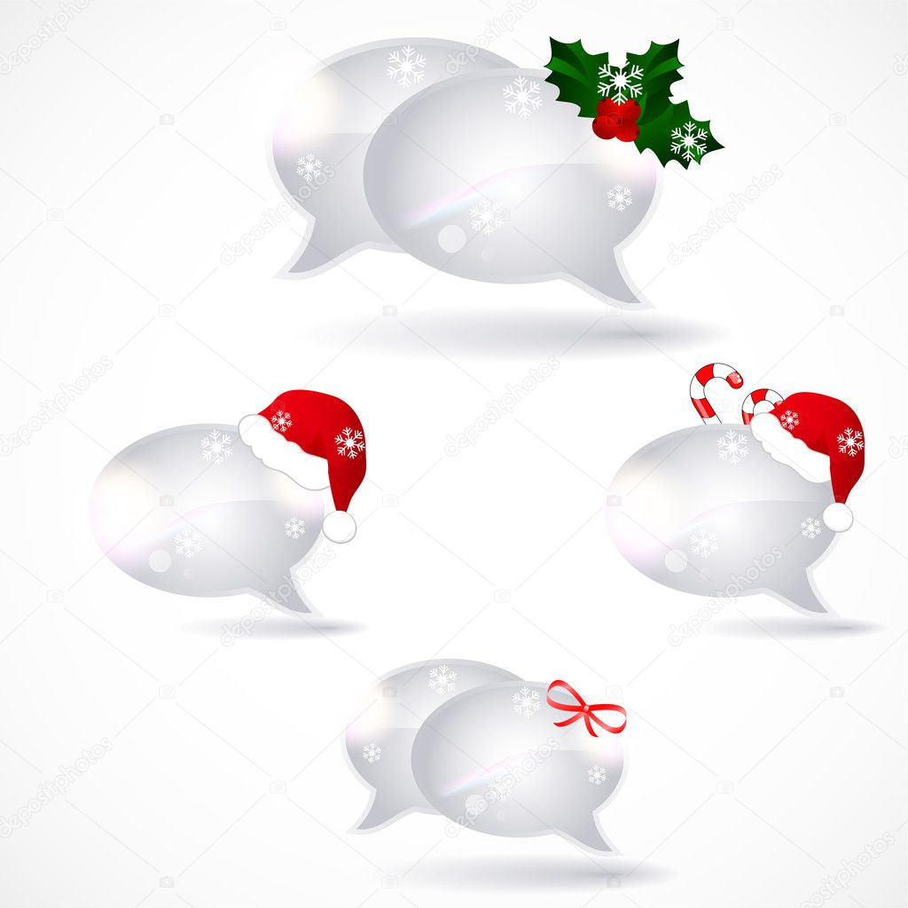 Speech bubbles with Christmas decoration