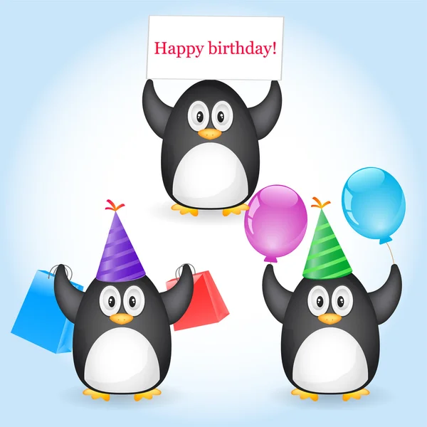 Penguin with greeting — Stock Vector