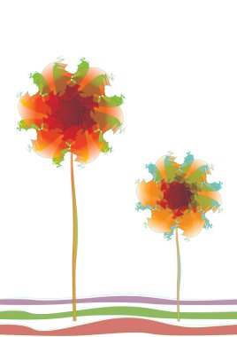 Two transparent flowers pattern clipart