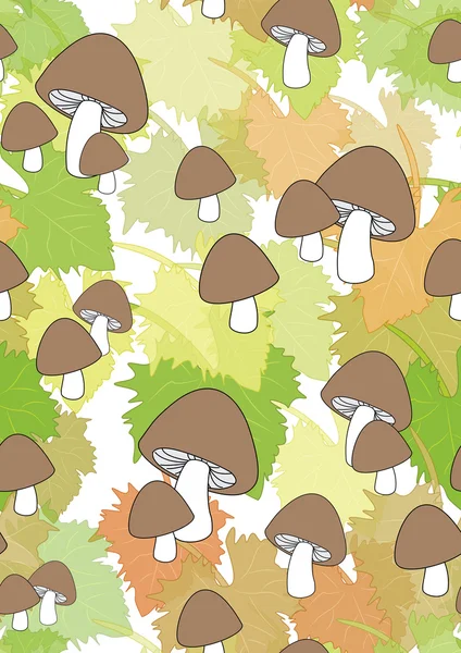 秋天的树叶和蘑菇 — 图库照片
