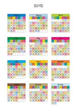 Kids calendar for 2012 clipart